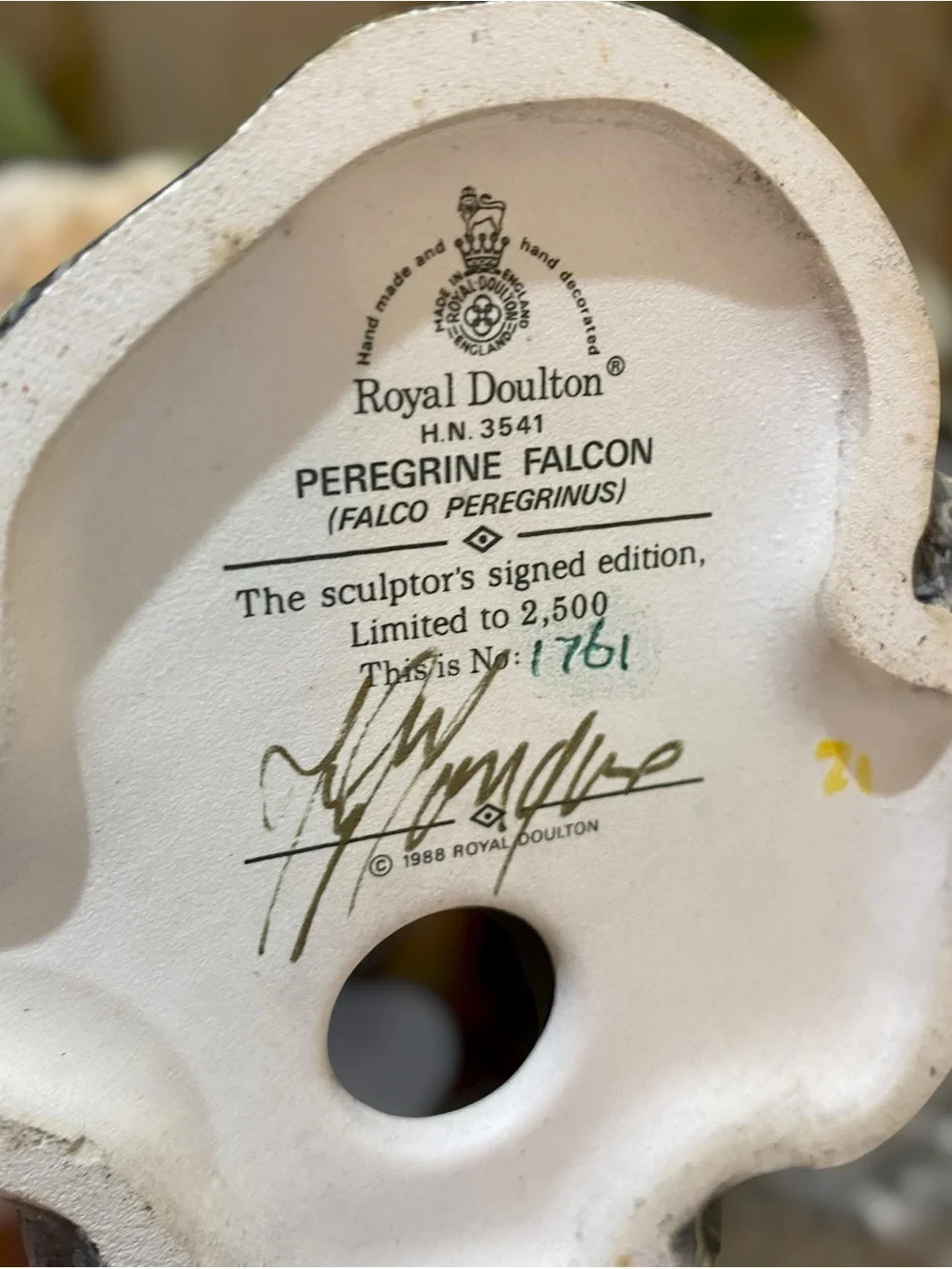 Vintage Royal Doulton Large Peregrine Falcon Bird HN 3641 Limited Ed Figurine